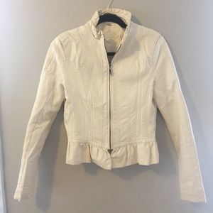 Girls Vegan Leather Cream Jacket